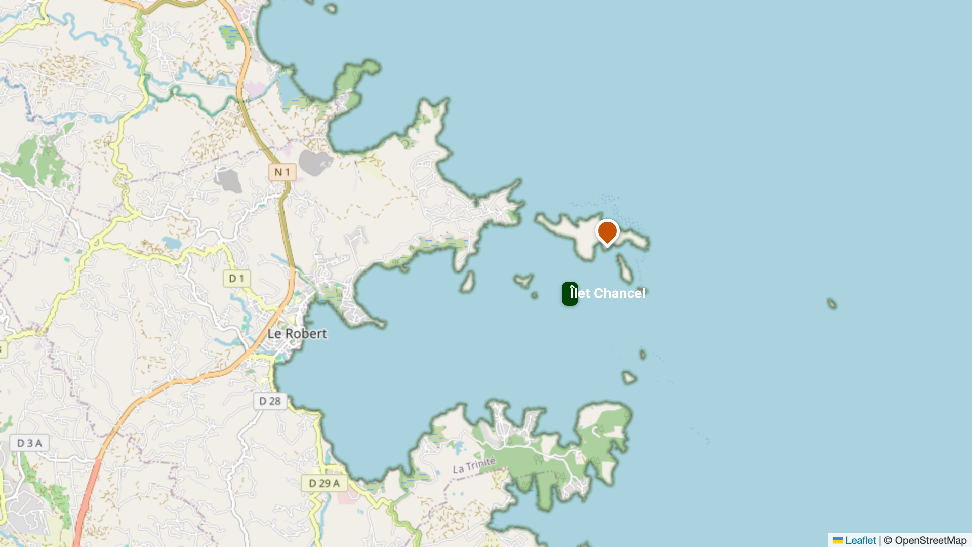 Carte de localisation de l'Îlet Chancel, Le Robert, Martinique