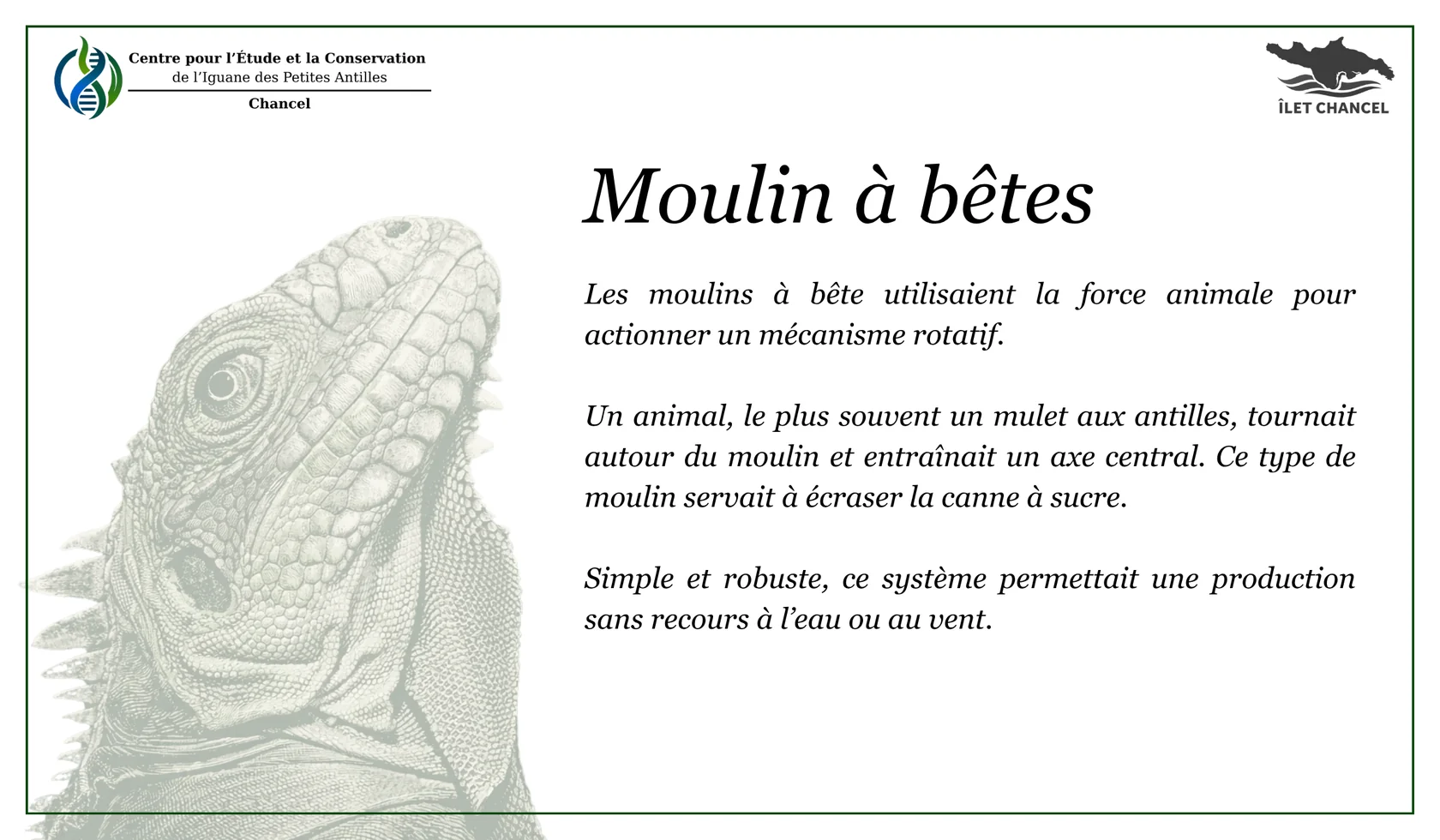 Panneau Le moulin à bêtes - Îlet Chancel